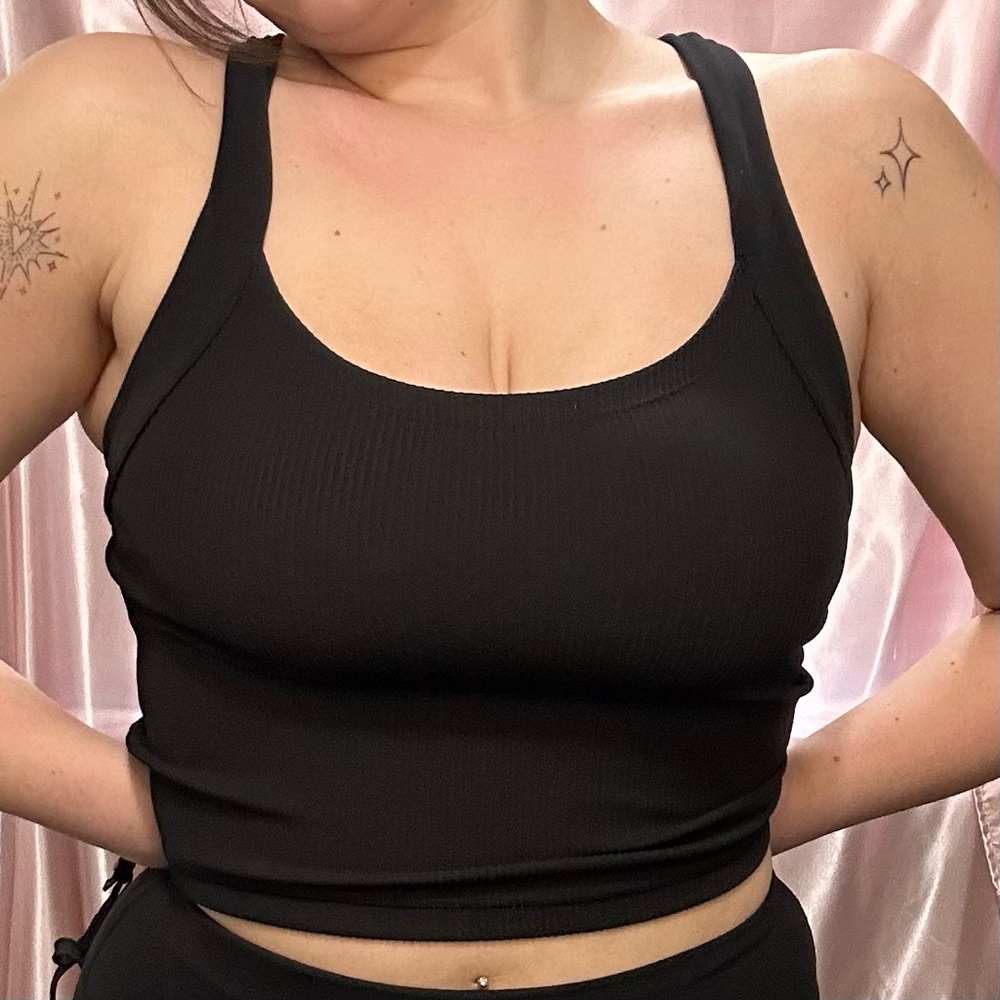 Athleta Black Ribbed Tank Top